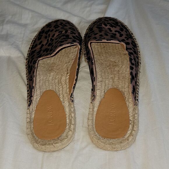New JCrew Animal Leopard Printed Espadrille Mule Slides Size 11 - Picture 4 of 13